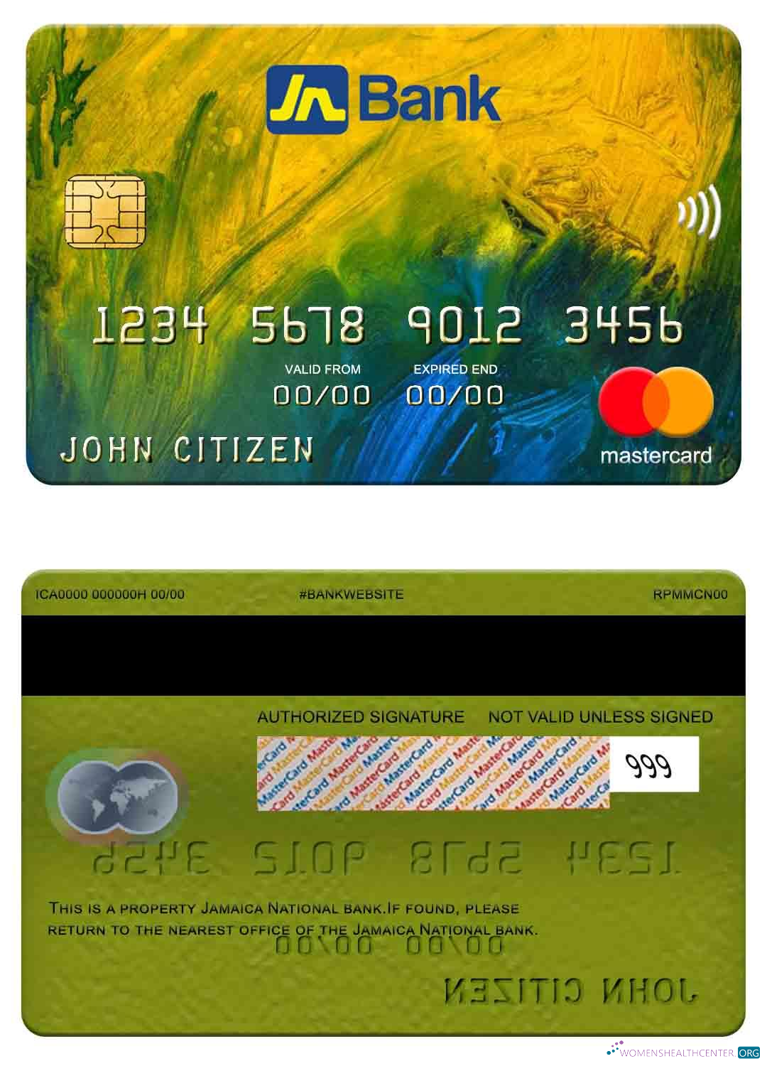 Download Jamaica National Bank mastercard Photoshop template